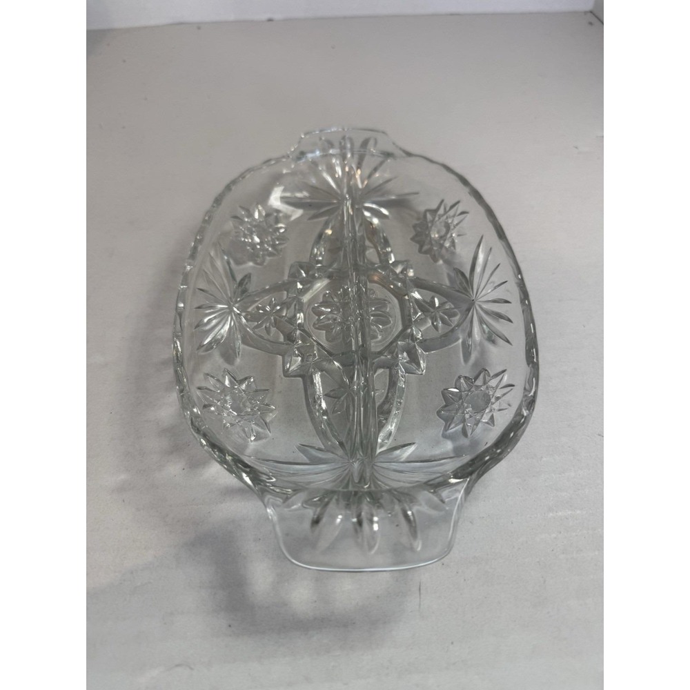 Anchor Hocking Glass Early American Prescut EAPC 10" Divided Relish Dish Tray